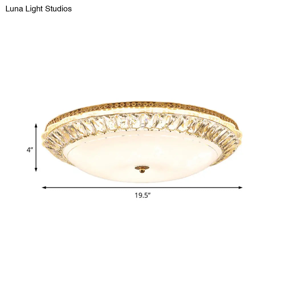 Lámpara de techo LED contemporánea DecorBites™ de montaje empotrado con pantalla de cristal opalino y detalles de cristal - 12"/16" Oro
