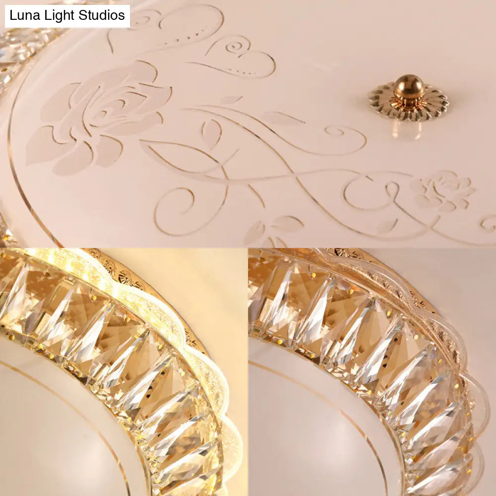 Lámpara de techo LED contemporánea DecorBites™ de montaje empotrado con pantalla de cristal opalino y detalles de cristal - 12"/16" Oro