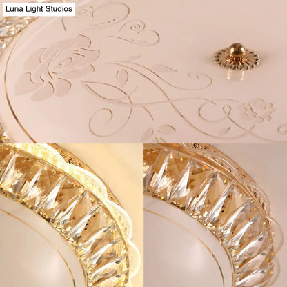 Lámpara de techo LED contemporánea DecorBites™ de montaje empotrado con pantalla de cristal opalino y detalles de cristal - 12"/16" Oro