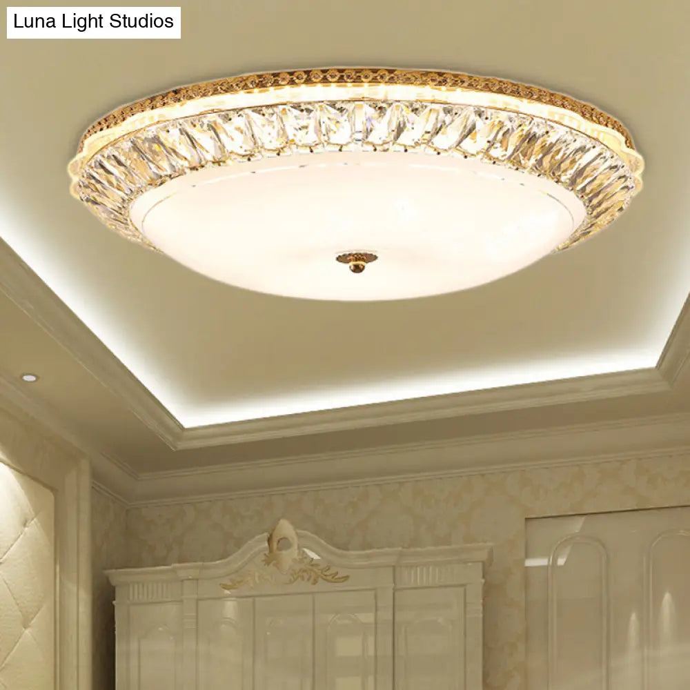 Lámpara de techo LED contemporánea DecorBites™ de montaje empotrado con pantalla de cristal opalino y detalles de cristal - 12"/16" Oro