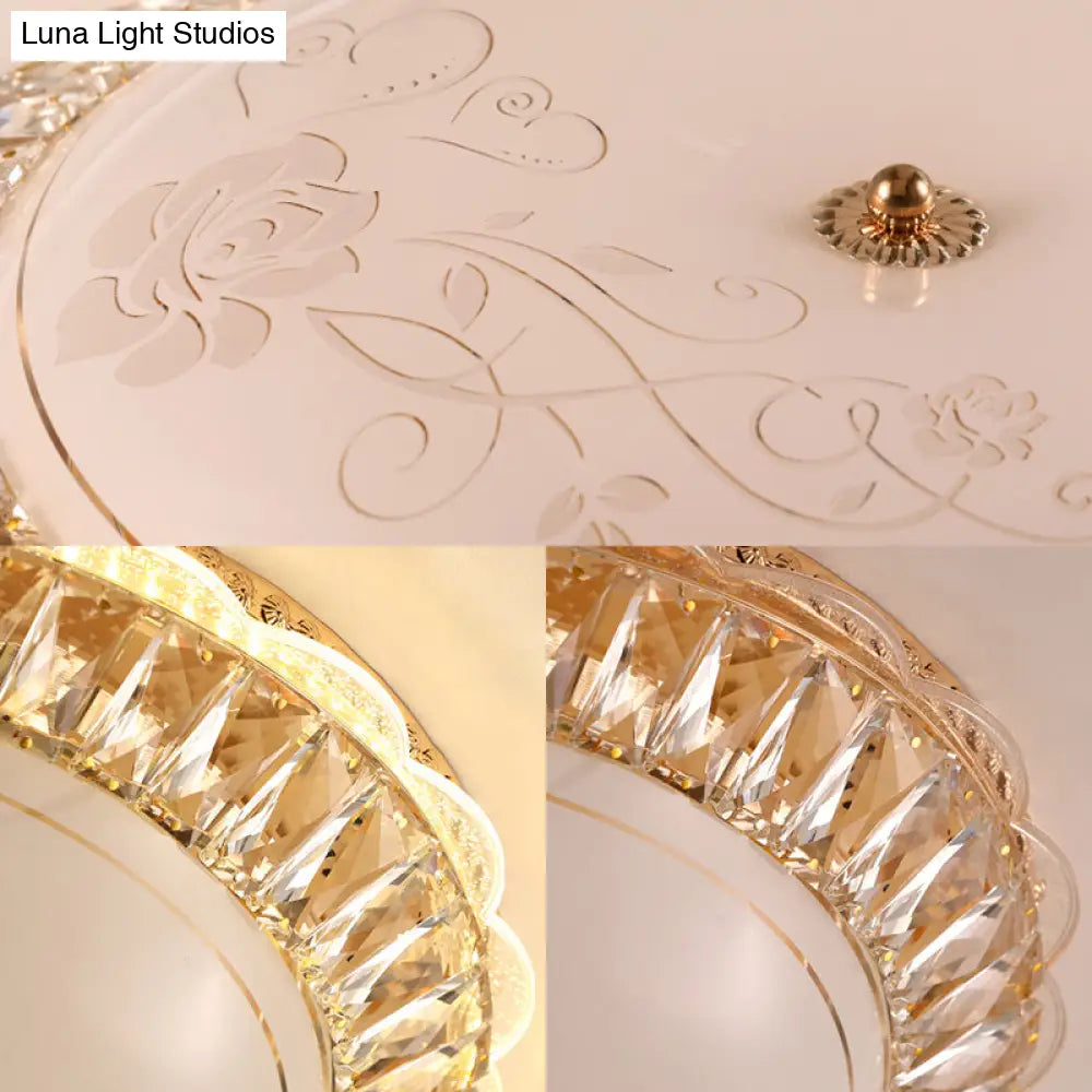 Lámpara de techo LED contemporánea DecorBites™ de montaje empotrado con pantalla de cristal opalino y detalles de cristal - 12"/16" Oro