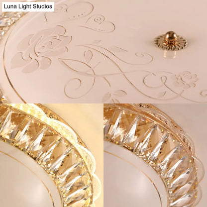 Lámpara de techo LED contemporánea DecorBites™ de montaje empotrado con pantalla de cristal opalino y detalles de cristal - 12"/16" Oro