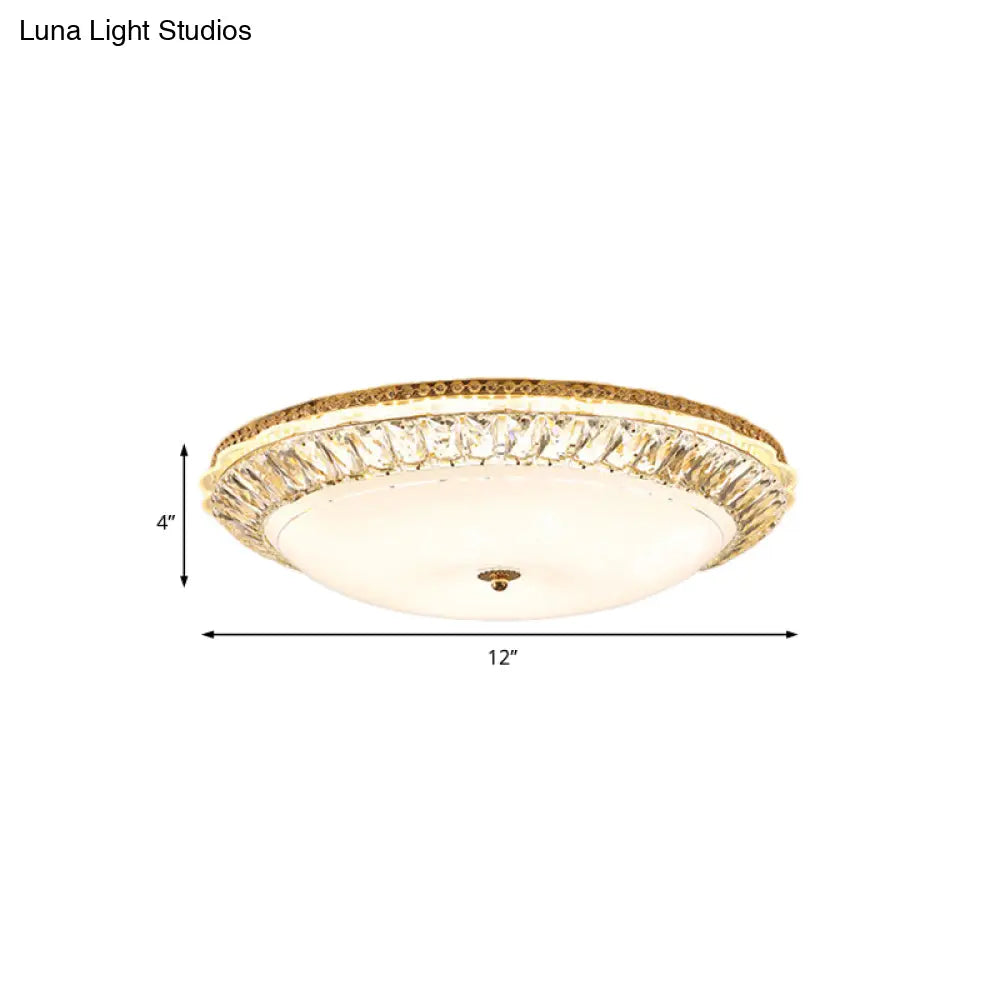 Lámpara de techo LED contemporánea DecorBites™ de montaje empotrado con pantalla de cristal opalino y detalles de cristal - 12"/16" Oro