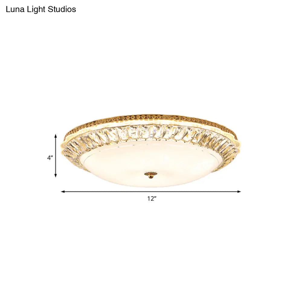 Lámpara de techo LED contemporánea DecorBites™ de montaje empotrado con pantalla de cristal opalino y detalles de cristal - 12"/16" Oro