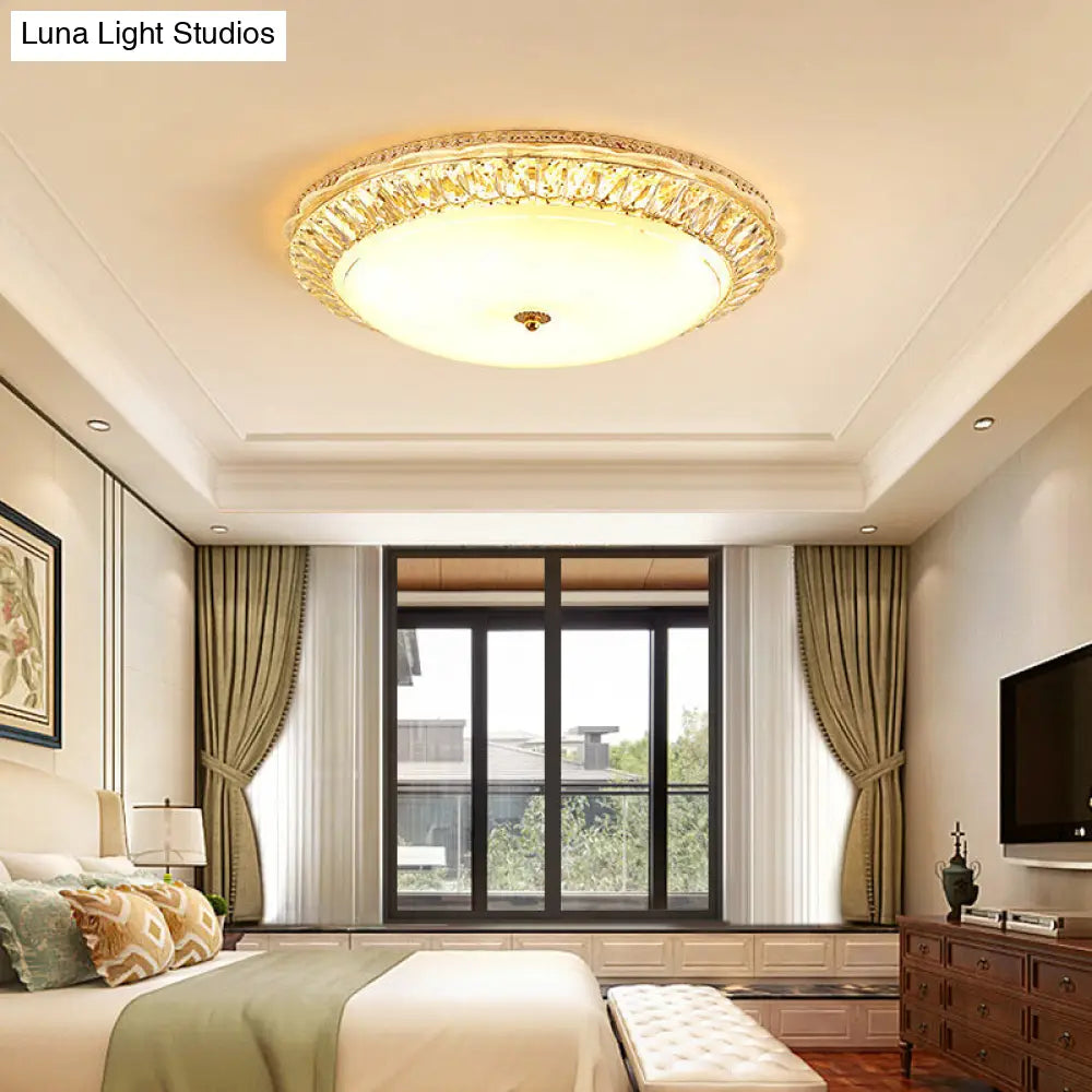 Lámpara de techo LED contemporánea DecorBites™ de montaje empotrado con pantalla de cristal opalino y detalles de cristal - 12"/16" Oro