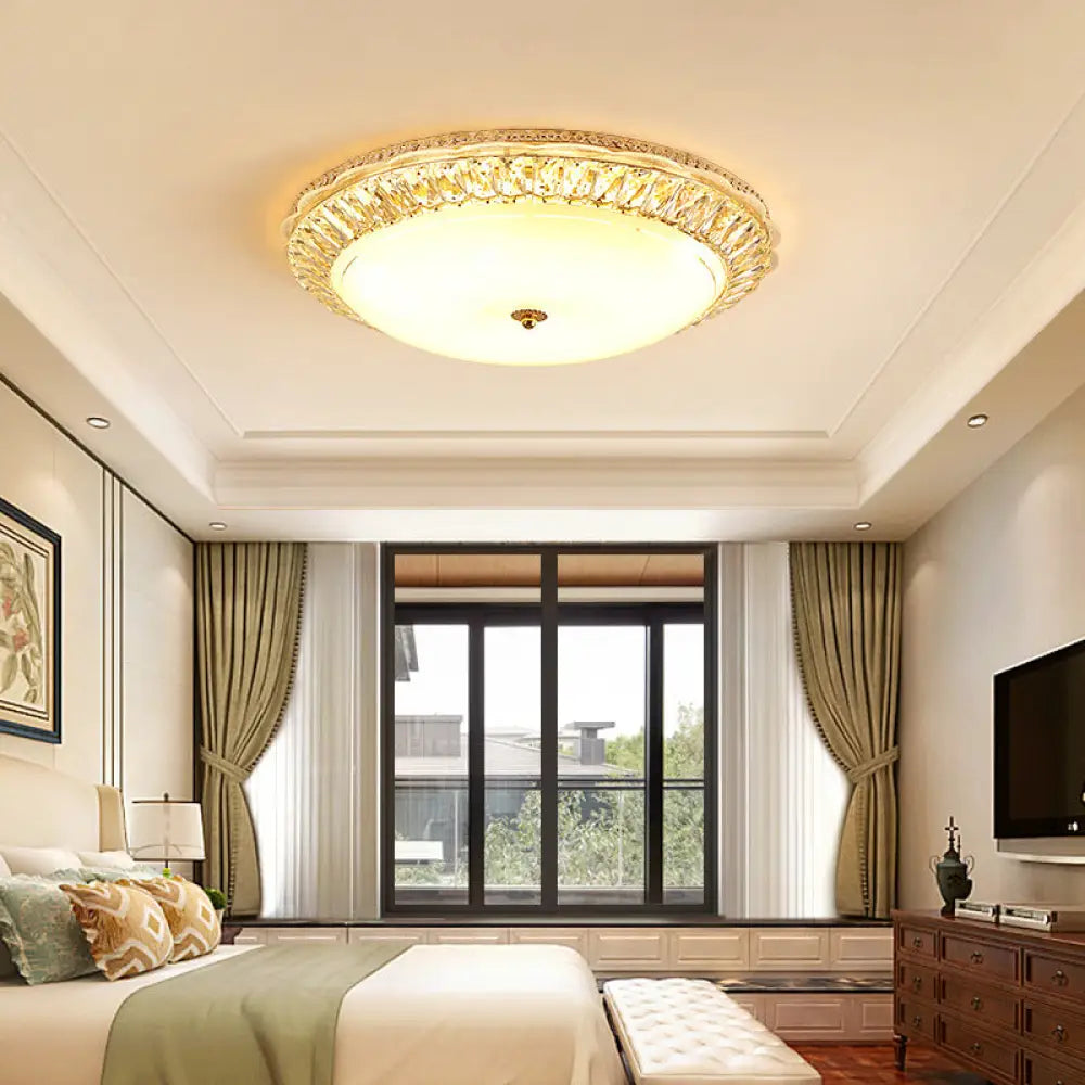 Lámpara de techo LED contemporánea DecorBites™ de montaje empotrado con pantalla de cristal opalino y detalles de cristal - 12"/16" Oro