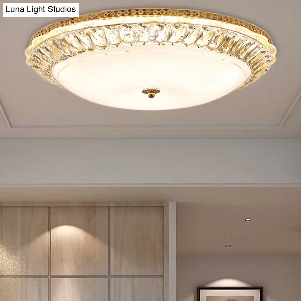 Lámpara de techo LED contemporánea DecorBites™ de montaje empotrado con pantalla de cristal opalino y detalles de cristal - 12"/16" Oro