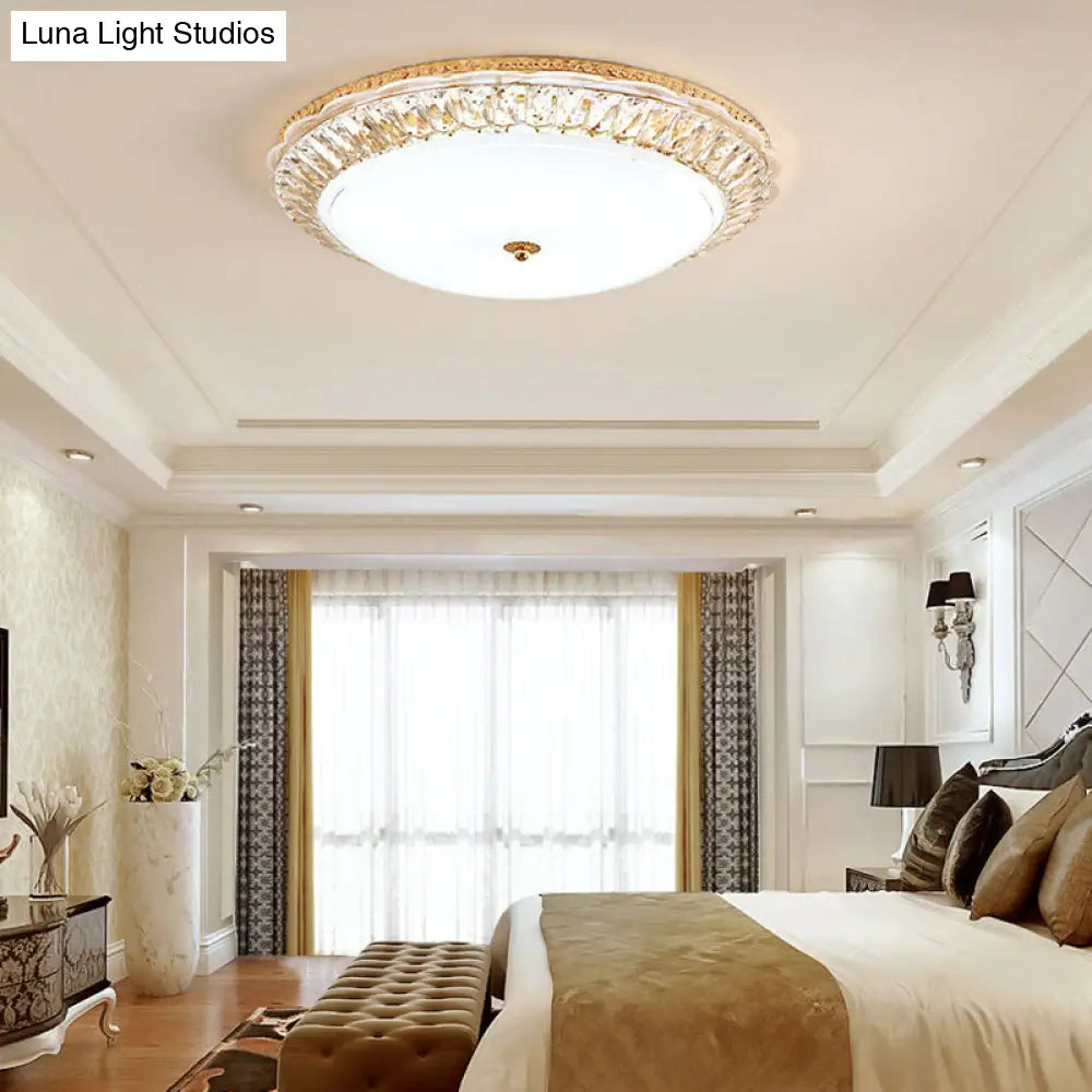 Lámpara de techo LED contemporánea DecorBites™ de montaje empotrado con pantalla de cristal opalino y detalles de cristal - 12"/16" Oro