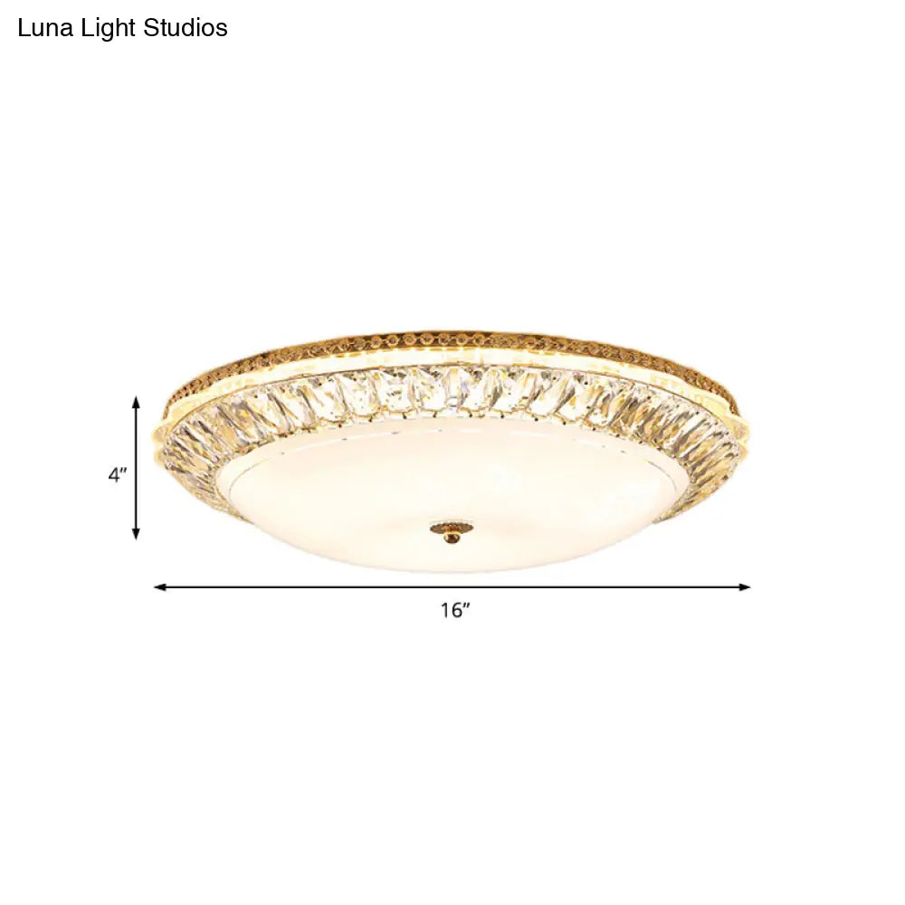 Lámpara de techo LED contemporánea DecorBites™ de montaje empotrado con pantalla de cristal opalino y detalles de cristal - 12"/16" Oro