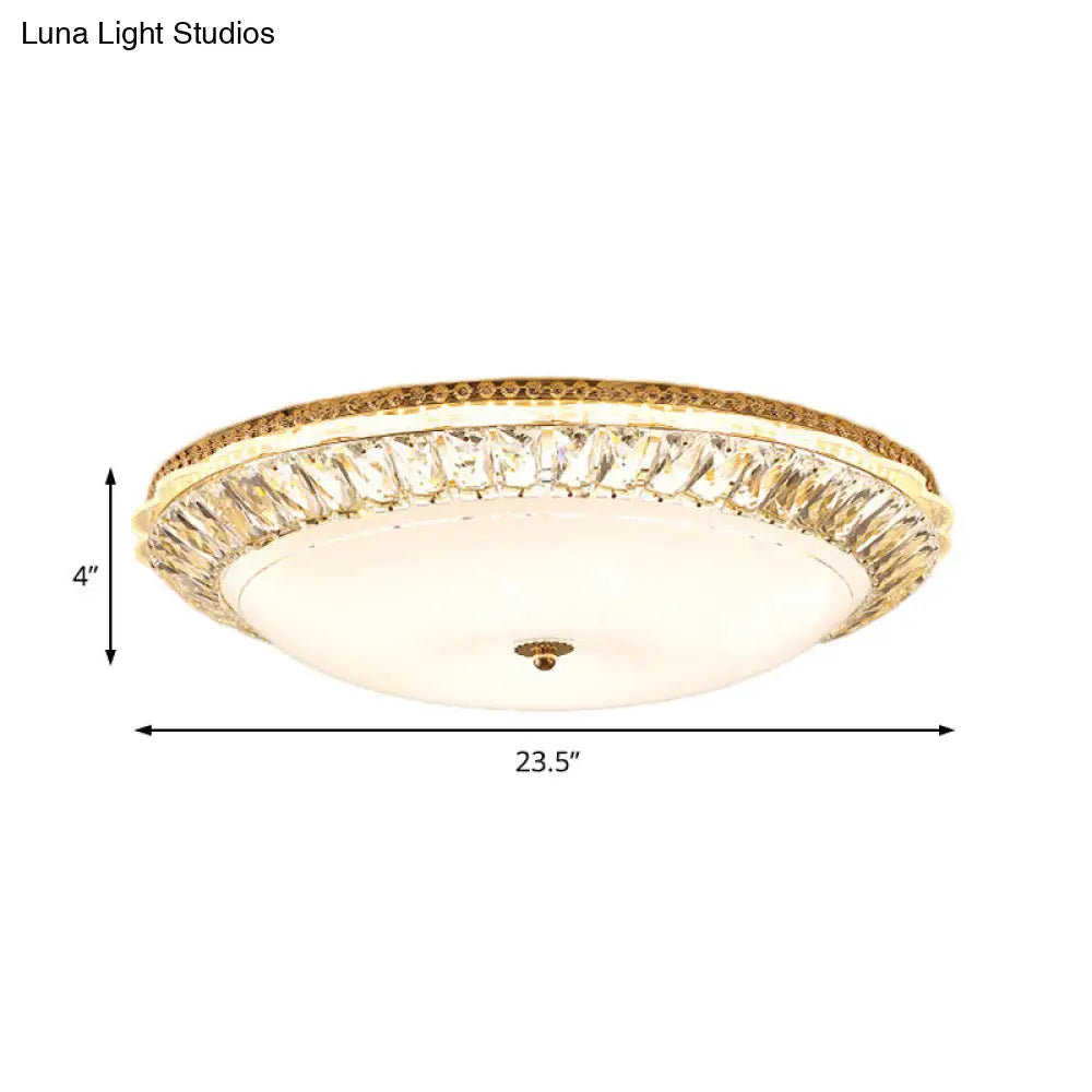 Lámpara de techo LED contemporánea DecorBites™ de montaje empotrado con pantalla de cristal opalino y detalles de cristal - 12"/16" Oro