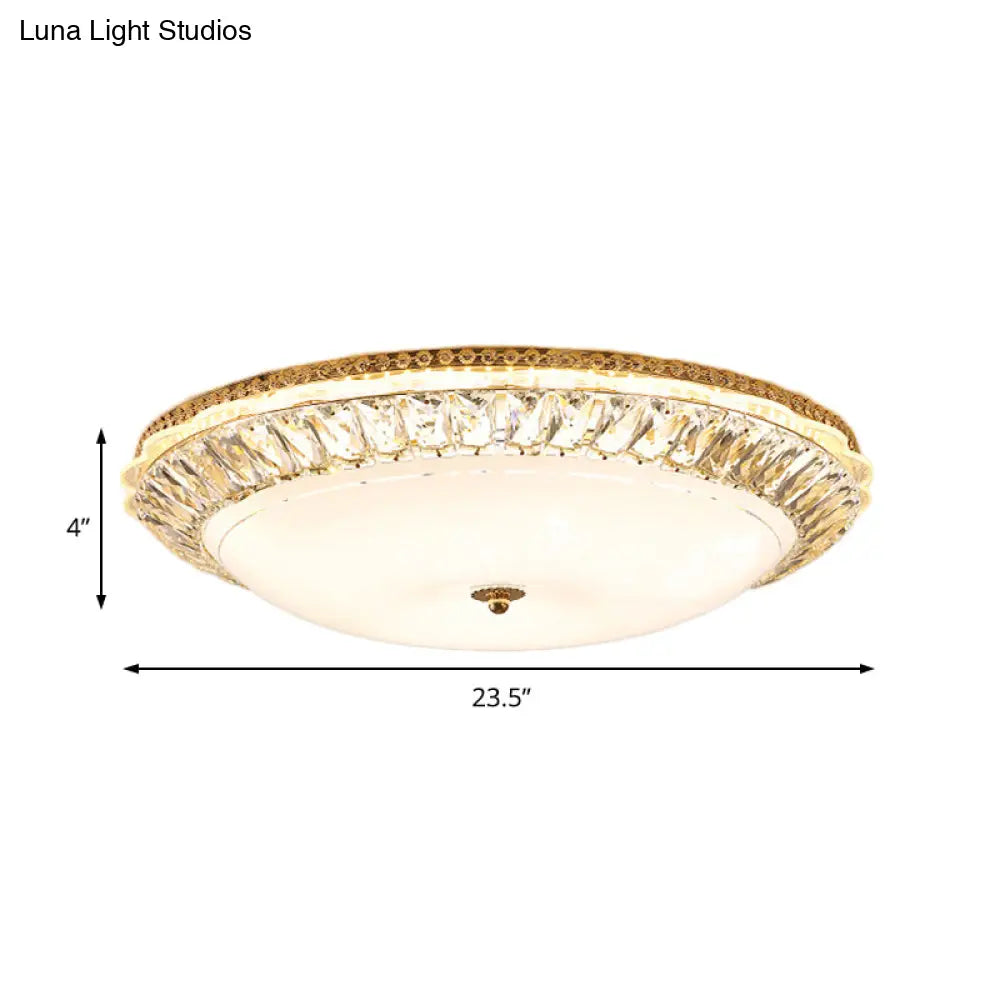 Lámpara de techo LED contemporánea DecorBites™ de montaje empotrado con pantalla de cristal opalino y detalles de cristal - 12"/16" Oro