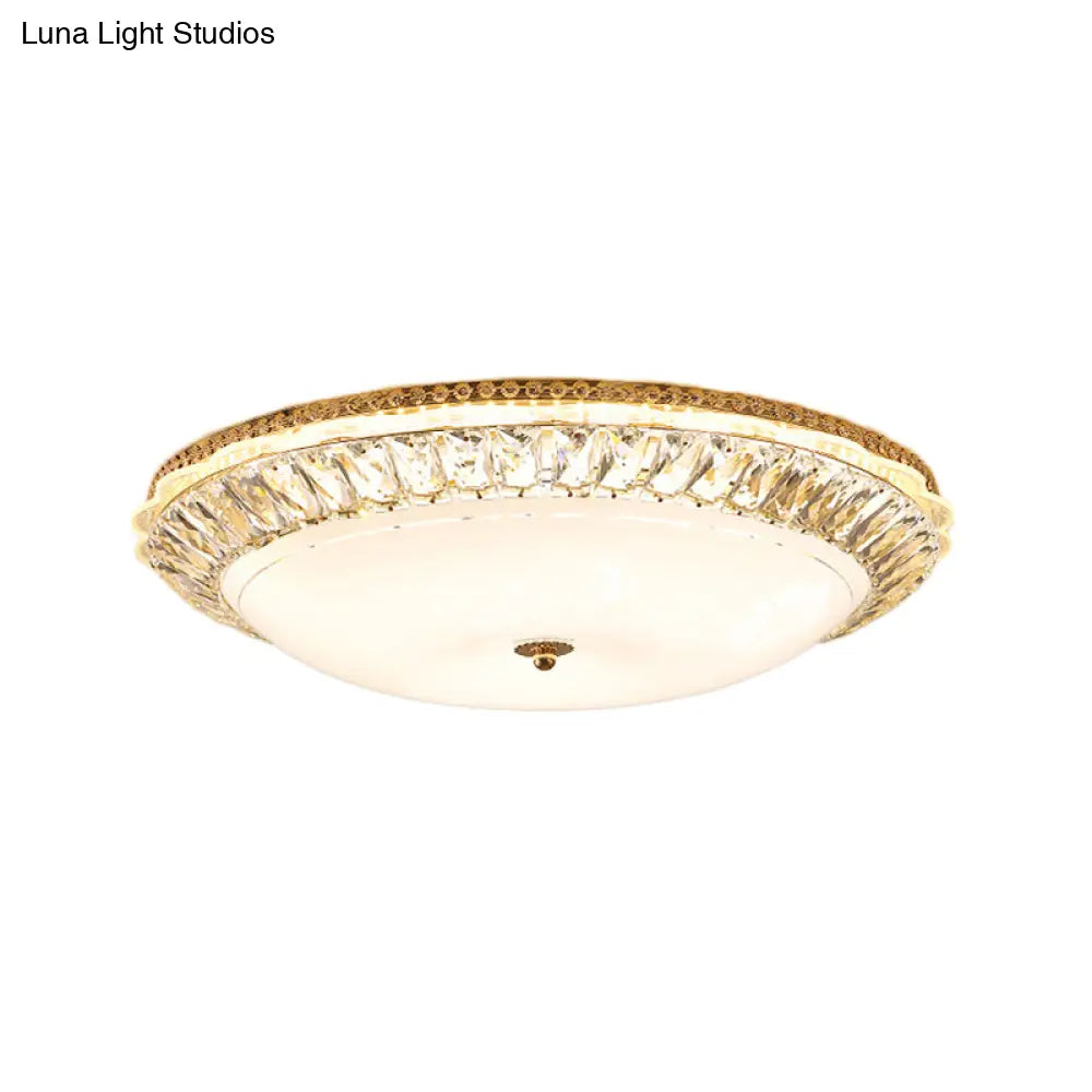 Lámpara de techo LED contemporánea DecorBites™ de montaje empotrado con pantalla de cristal opalino y detalles de cristal - 12"/16" Oro