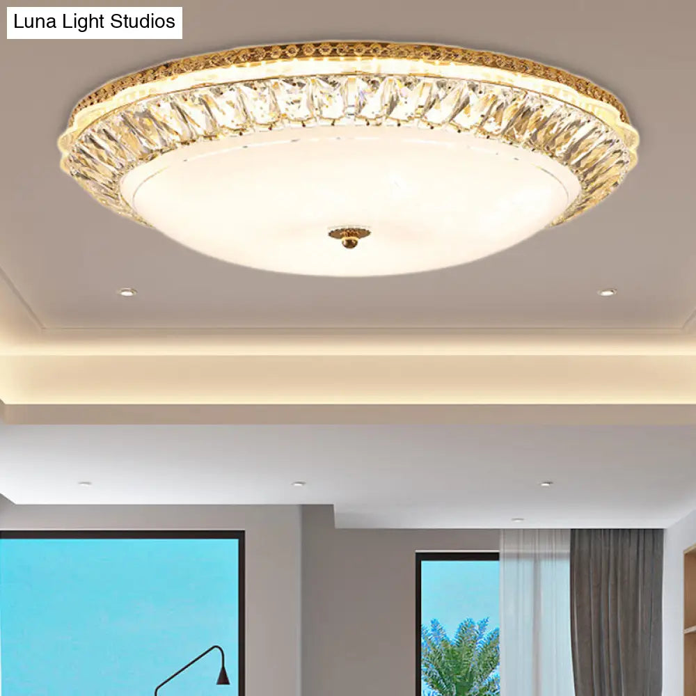 Lámpara de techo LED contemporánea DecorBites™ de montaje empotrado con pantalla de cristal opalino y detalles de cristal - 12"/16" Oro
