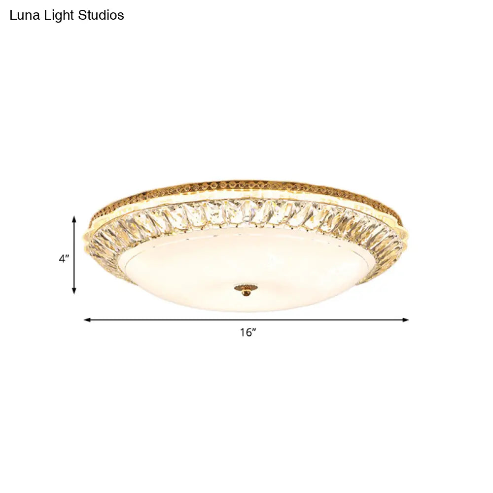 Lámpara de techo LED contemporánea DecorBites™ de montaje empotrado con pantalla de cristal opalino y detalles de cristal - 12"/16" Oro