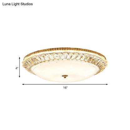Lámpara de techo LED contemporánea DecorBites™ de montaje empotrado con pantalla de cristal opalino y detalles de cristal - 12"/16" Oro