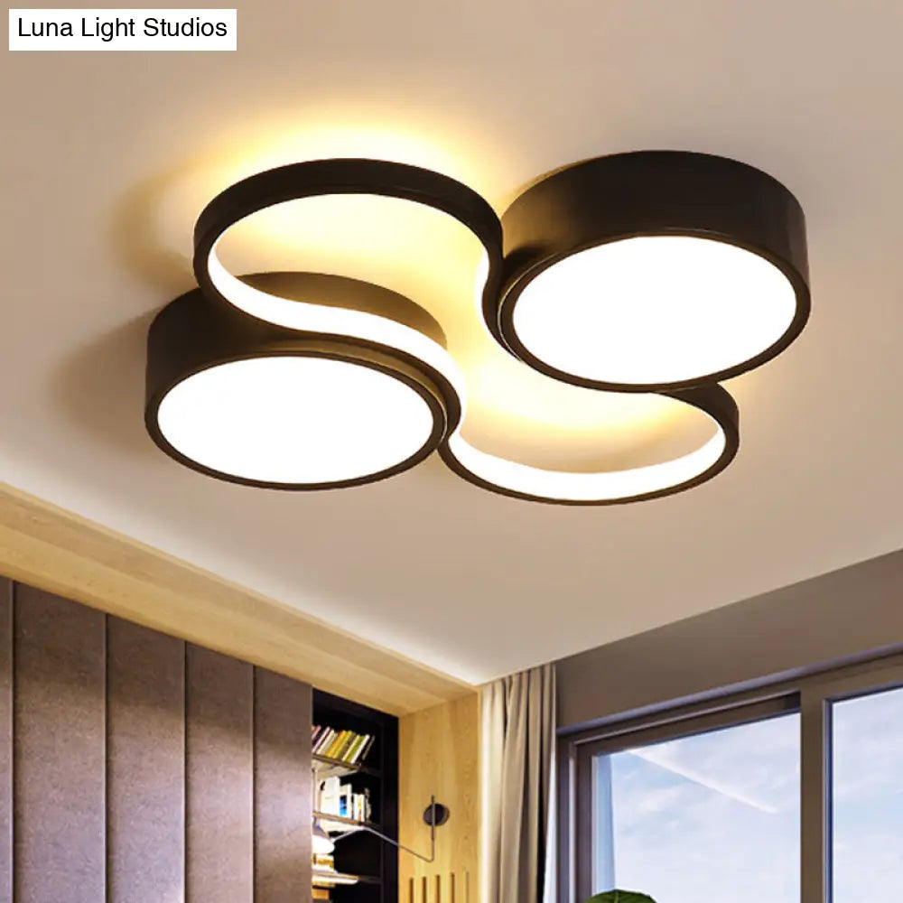 Lámpara de techo LED contemporánea DecorBites™ - Diseño circular blanco y negro - 49,5 cm/60 cm de ancho - Pantalla acrílica - Luz cálida/blanca - Iluminación de techo para dormitorio