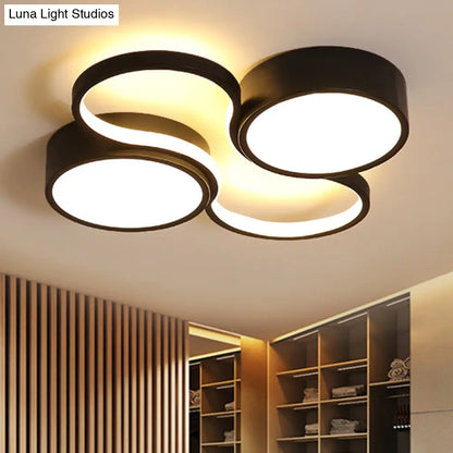 Lámpara de techo LED contemporánea DecorBites™ - Diseño circular blanco y negro - 49,5 cm/60 cm de ancho - Pantalla acrílica - Luz cálida/blanca - Iluminación de techo para dormitorio