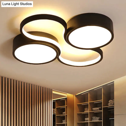Lámpara de techo LED contemporánea DecorBites™ - Diseño circular blanco y negro - 49,5 cm/60 cm de ancho - Pantalla acrílica - Luz cálida/blanca - Iluminación de techo para dormitorio