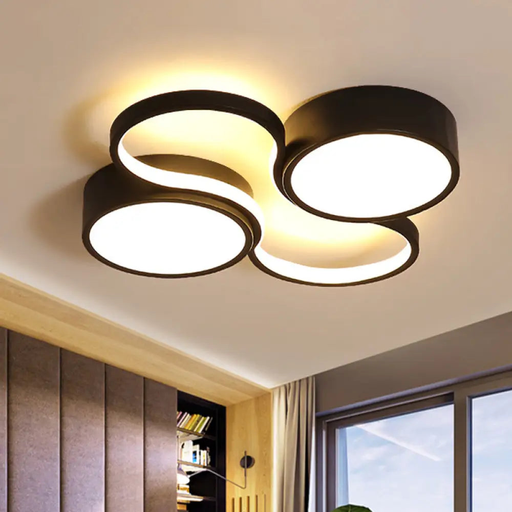 Lámpara de techo LED contemporánea DecorBites™ - Diseño circular blanco y negro - 49,5 cm/60 cm de ancho - Pantalla acrílica - Luz cálida/blanca - Iluminación de techo para dormitorio