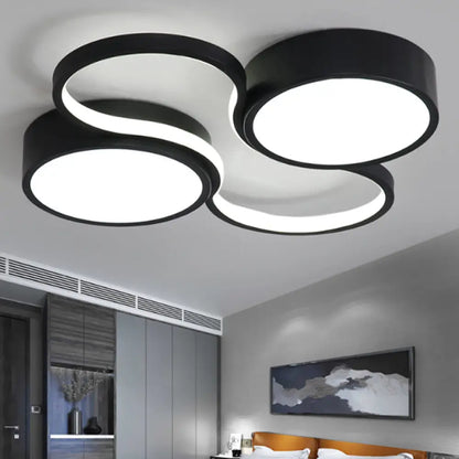 Lámpara de techo LED contemporánea DecorBites™ - Diseño circular blanco y negro - 49,5 cm/60 cm de ancho - Pantalla acrílica - Luz cálida/blanca - Iluminación de techo para dormitorio