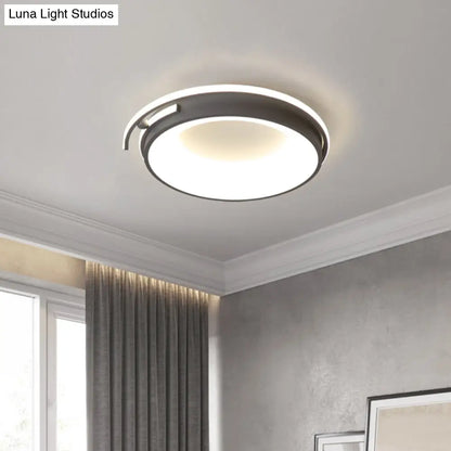 DecorBites™ Contemporary LED Flush Mount Light for Living Room - Round Acrylic Shade, Black/Grey Finish, Warm/White/Neutral Lighting, 12.5"/16"/21.5" Wide