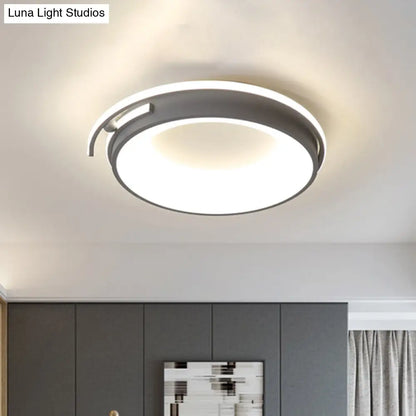 DecorBites™ Contemporary LED Flush Mount Light for Living Room - Round Acrylic Shade, Black/Grey Finish, Warm/White/Neutral Lighting, 12.5"/16"/21.5" Wide