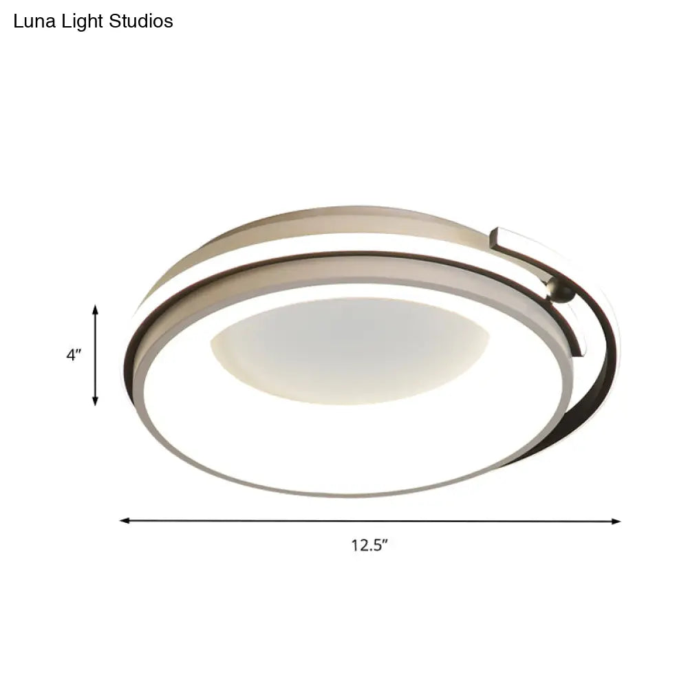DecorBites™ Contemporary LED Flush Mount Light for Living Room - Round Acrylic Shade, Black/Grey Finish, Warm/White/Neutral Lighting, 12.5"/16"/21.5" Wide