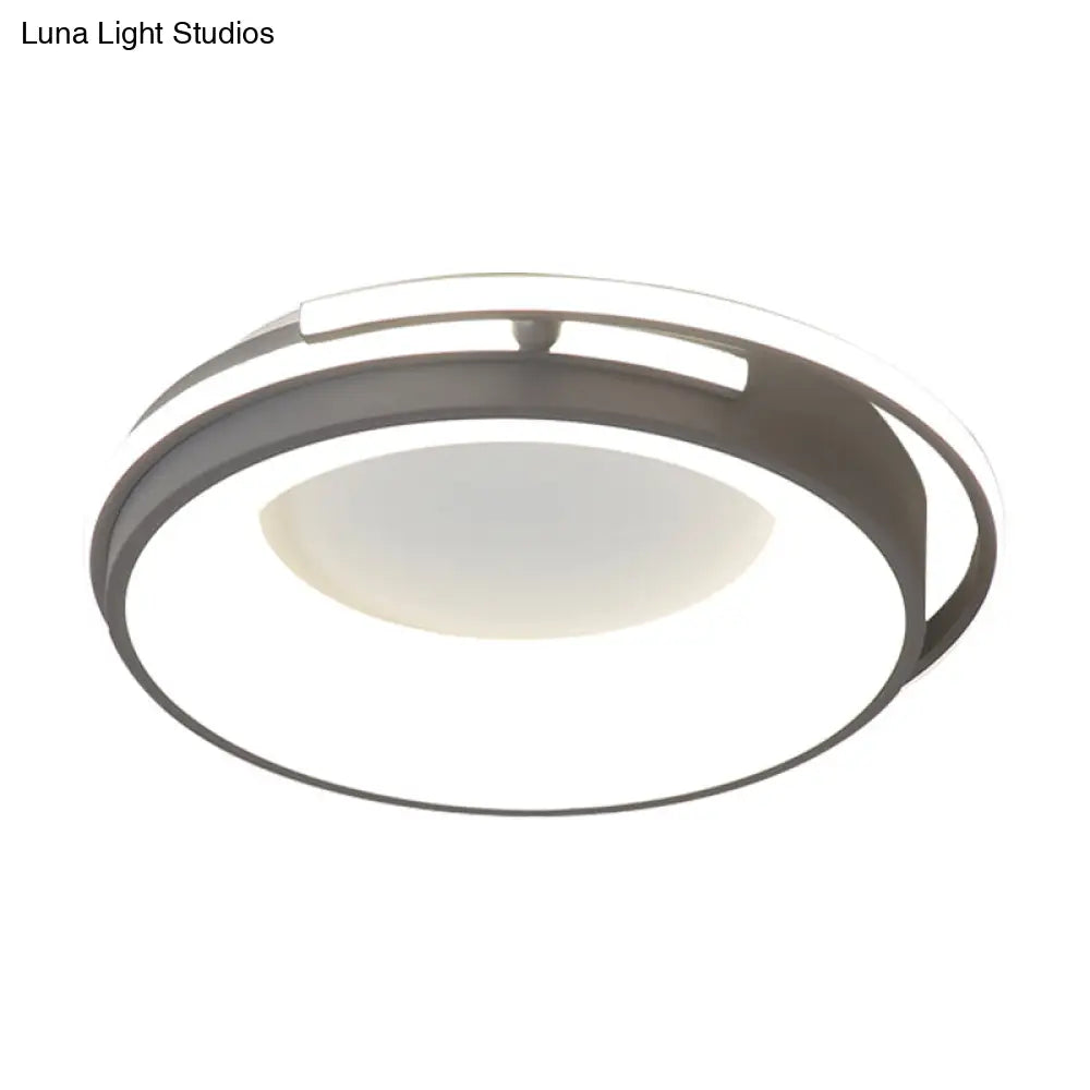 DecorBites™ Contemporary LED Flush Mount Light for Living Room - Round Acrylic Shade, Black/Grey Finish, Warm/White/Neutral Lighting, 12.5"/16"/21.5" Wide