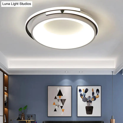 DecorBites™ Contemporary LED Flush Mount Light for Living Room - Round Acrylic Shade, Black/Grey Finish, Warm/White/Neutral Lighting, 12.5"/16"/21.5" Wide