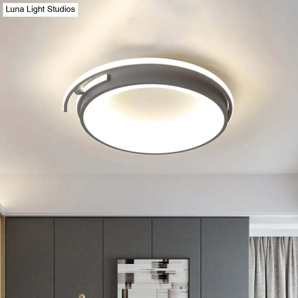 DecorBites™ Contemporary LED Flush Mount Light for Living Room - Round Acrylic Shade, Black/Grey Finish, Warm/White/Neutral Lighting, 12.5"/16"/21.5" Wide