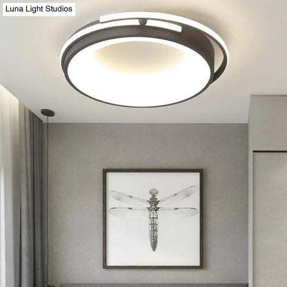 DecorBites™ Contemporary LED Flush Mount Light for Living Room - Round Acrylic Shade, Black/Grey Finish, Warm/White/Neutral Lighting, 12.5"/16"/21.5" Wide