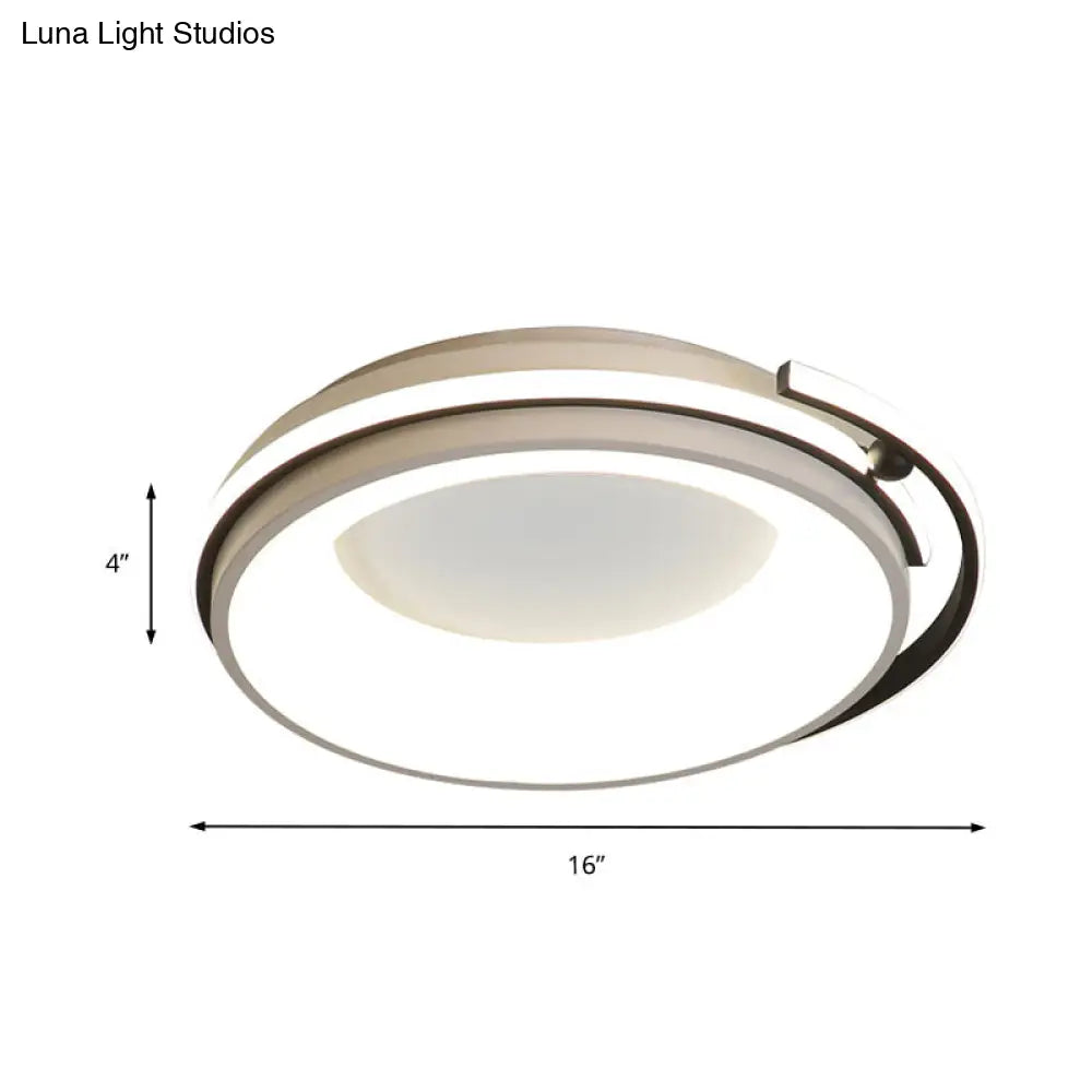 DecorBites™ Contemporary LED Flush Mount Light for Living Room - Round Acrylic Shade, Black/Grey Finish, Warm/White/Neutral Lighting, 12.5"/16"/21.5" Wide