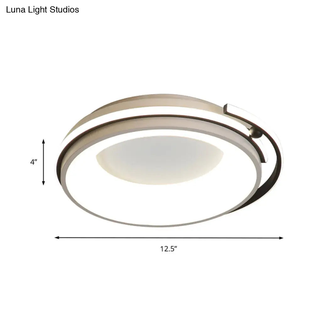 DecorBites™ Contemporary LED Flush Mount Light for Living Room - Round Acrylic Shade, Black/Grey Finish, Warm/White/Neutral Lighting, 12.5"/16"/21.5" Wide