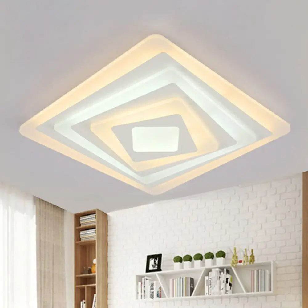 DecorBites™ DecorBites™ Contemporary LED Flush Mount Light for Living Rooms - White Acrylic Finish