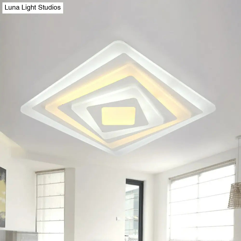 DecorBites™ DecorBites™ Contemporary LED Flush Mount Light for Living Rooms - White Acrylic Finish