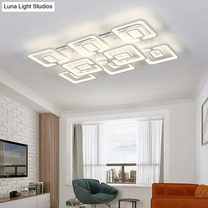 Lámpara de techo LED contemporánea DecorBites™ de montaje empotrado, blanca multicapa con pantalla acrílica en luz cálida/blanca/natural