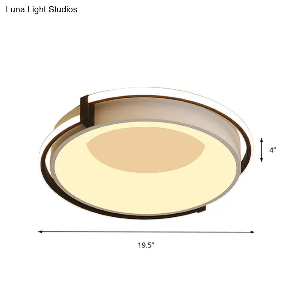 DecorBites™ Contemporary LED Flush Mount Light with Black/Grey Ring and Acrylic Shade in White/Warm/Neutral Light - 12"/16"/19.5" Wide