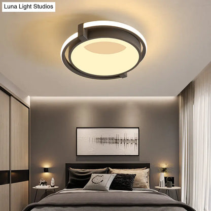 DecorBites™ Contemporary LED Flush Mount Light with Black/Grey Ring and Acrylic Shade in White/Warm/Neutral Light - 12"/16"/19.5" Wide