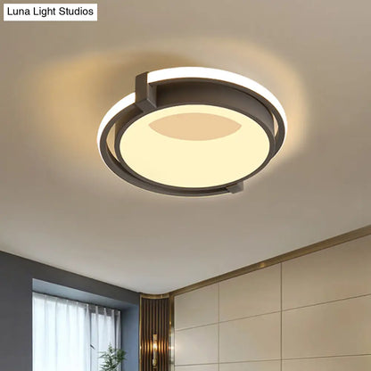 DecorBites™ Contemporary LED Flush Mount Light with Black/Grey Ring and Acrylic Shade in White/Warm/Neutral Light - 12"/16"/19.5" Wide