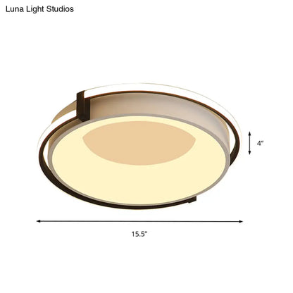 DecorBites™ Contemporary LED Flush Mount Light with Black/Grey Ring and Acrylic Shade in White/Warm/Neutral Light - 12"/16"/19.5" Wide