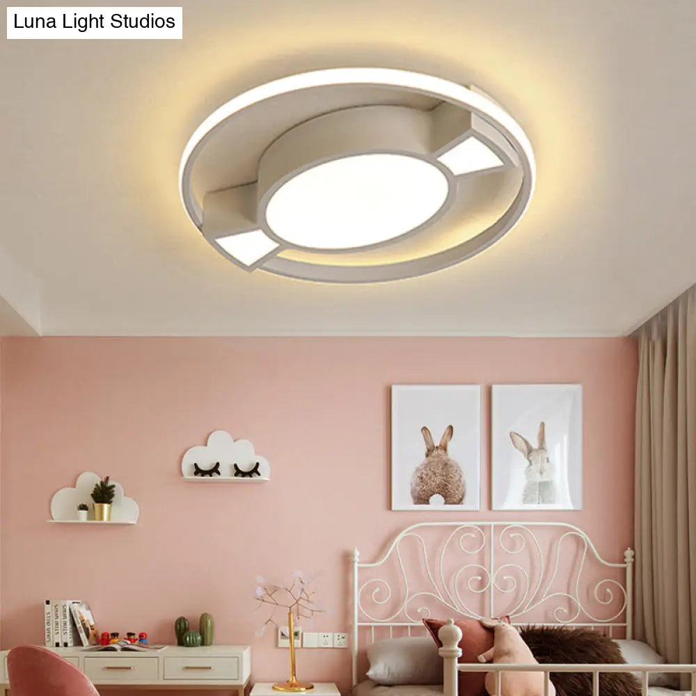 Lámpara colgante LED contemporánea DecorBites™ con diseño de caramelo para dormitorio infantil - Anillo de metal con luz azul/rosa