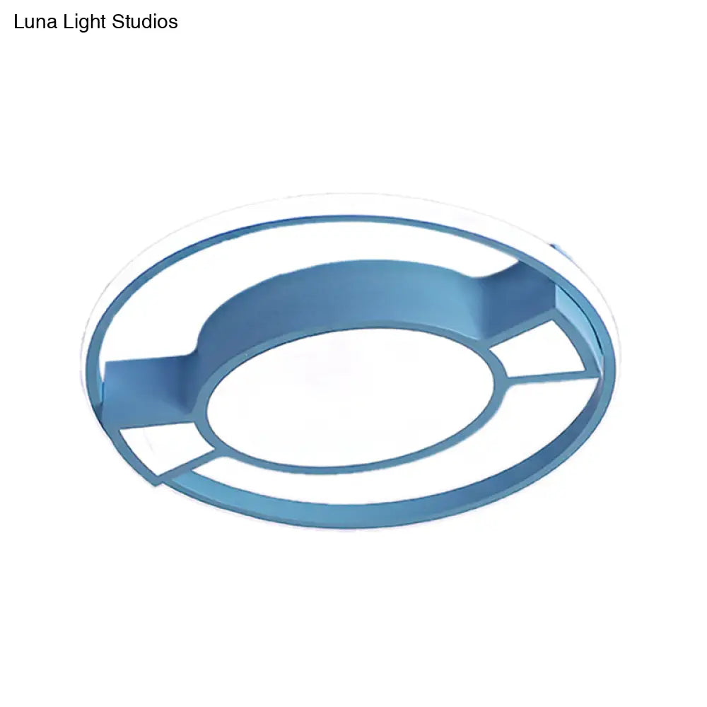 Lámpara colgante LED contemporánea DecorBites™ con diseño de caramelo para dormitorio infantil - Anillo de metal con luz azul/rosa