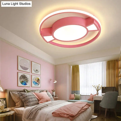 Lámpara colgante LED contemporánea DecorBites™ con diseño de caramelo para dormitorio infantil - Anillo de metal con luz azul/rosa