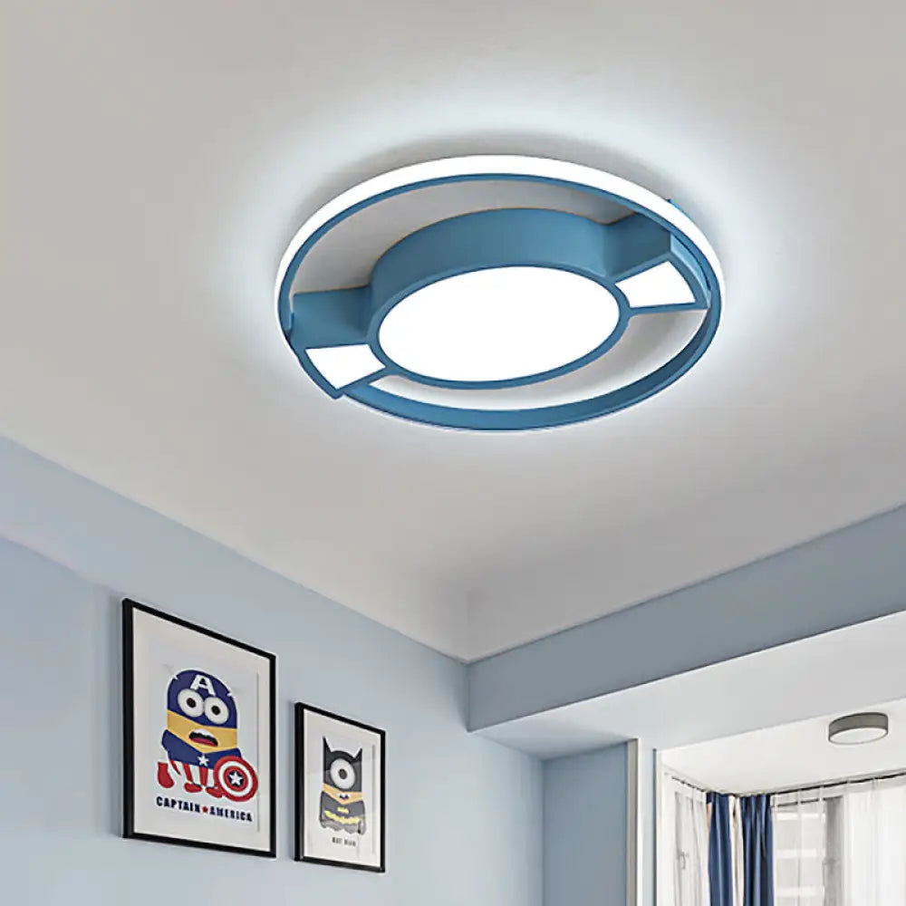 Lámpara colgante LED contemporánea DecorBites™ con diseño de caramelo para dormitorio infantil - Anillo de metal con luz azul/rosa