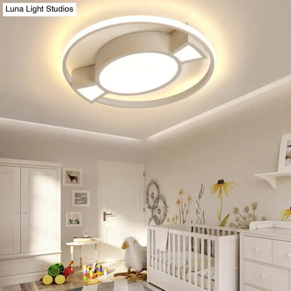 Lámpara colgante LED contemporánea DecorBites™ con diseño de caramelo para dormitorio infantil - Anillo de metal con luz azul/rosa