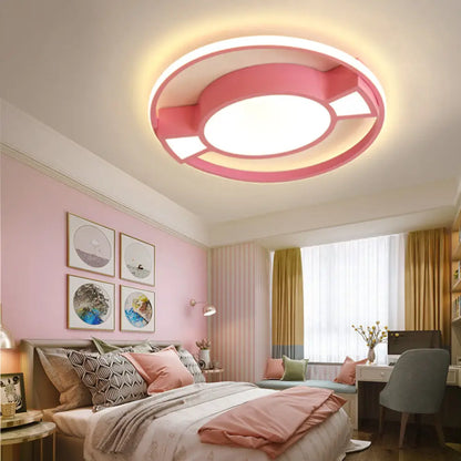 Lámpara colgante LED contemporánea DecorBites™ con diseño de caramelo para dormitorio infantil - Anillo de metal con luz azul/rosa