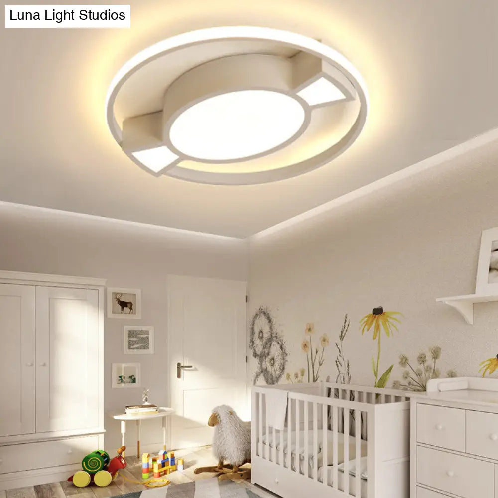 Lámpara colgante LED contemporánea DecorBites™ con diseño de caramelo para dormitorio infantil - Anillo de metal con luz azul/rosa