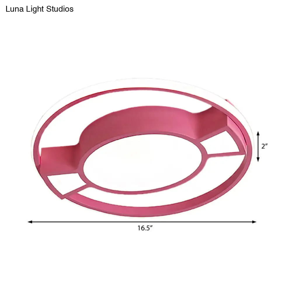Lámpara colgante LED contemporánea DecorBites™ con diseño de caramelo para dormitorio infantil - Anillo de metal con luz azul/rosa