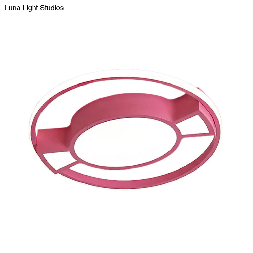 Lámpara colgante LED contemporánea DecorBites™ con diseño de caramelo para dormitorio infantil - Anillo de metal con luz azul/rosa