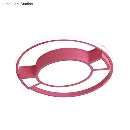 Lámpara colgante LED contemporánea DecorBites™ con diseño de caramelo para dormitorio infantil - Anillo de metal con luz azul/rosa